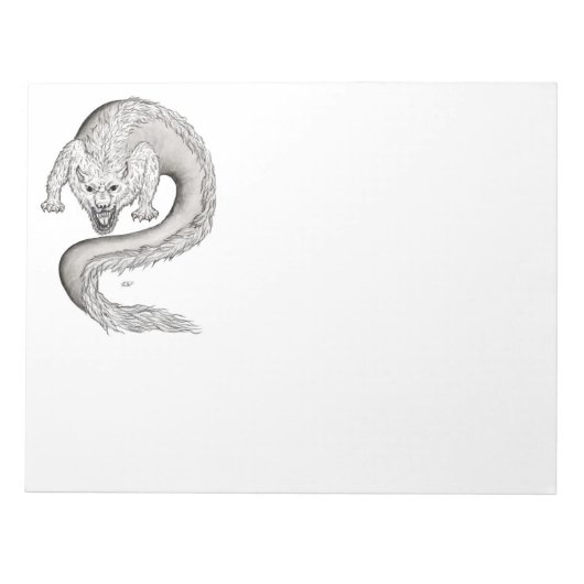 Wolfdragon zwart-wit design notitieblok (Voorkant)