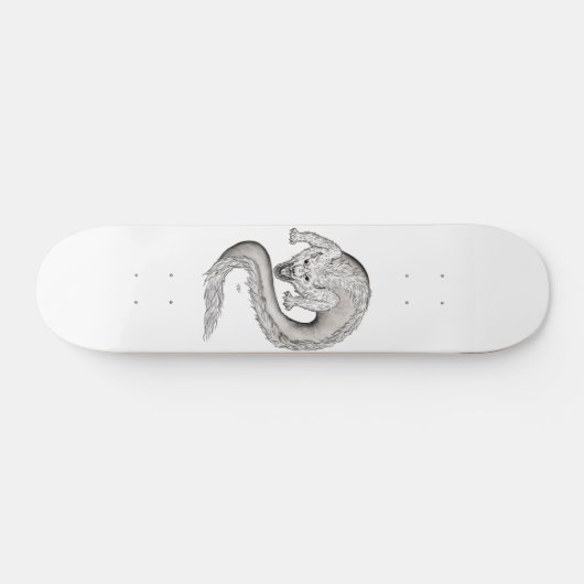 Wolfdragon zwart-wit design persoonlijk skateboard (Horizontaal)