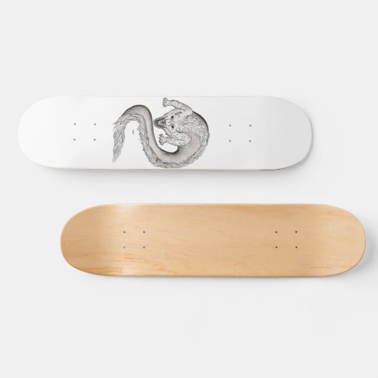 Wolfdragon zwart-wit design persoonlijk skateboard (Horizontaal)