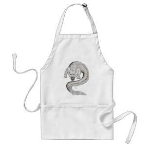 Wolfdragon zwart-wit design standaard schort