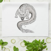 Wolfdragon zwart-wit design theedoek (Gevouwen)