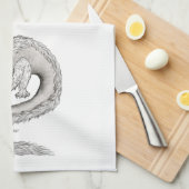 Wolfdragon zwart-wit design theedoek (Quarter Fold)