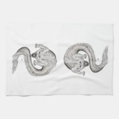Wolfdragon zwart-wit design theedoek (Horizontaal)