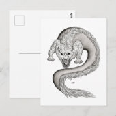 Wolfdragon zwart-wit ontwerp briefkaart (Voorkant / Achterkant)