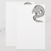 Wolfdragon zwart-wit ontwerp briefpapier (Voorkant / Achterkant)
