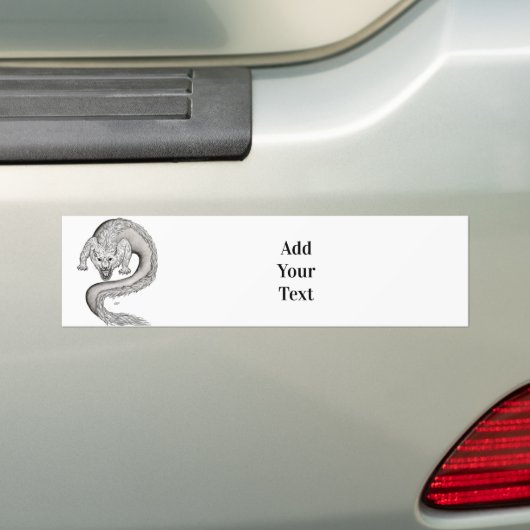 Wolfdragon zwart-wit ontwerp bumpersticker (Op auto)