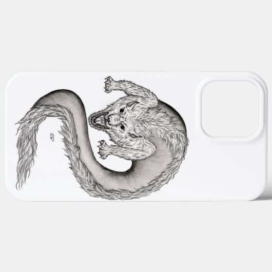Wolfdragon zwart-wit ontwerp Case-Mate iPhone case (Achterkant (horizontaal))