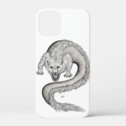 Wolfdragon zwart-wit ontwerp Case-Mate iPhone case (Achterkant)