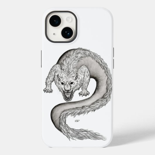 Wolfdragon zwart-wit ontwerp Case-Mate iPhone case (Achterkant)