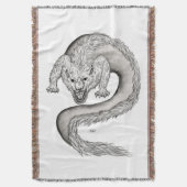 Wolfdragon zwart-wit ontwerp deken (Voorkant Verticaal)
