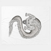 Wolfdragon zwart-wit ontwerp fleece deken (Voorkant (Horizontaal))