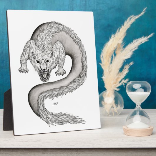 Wolfdragon zwart-wit ontwerp fotoplaat (Zijkant)