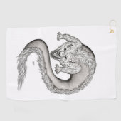 Wolfdragon zwart-wit ontwerp golfhanddoek (Horizontaal)