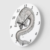 Wolfdragon zwart-wit ontwerp grote klok (Hoek)