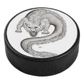 Wolfdragon zwart-wit ontwerp hockey puck (3/4)