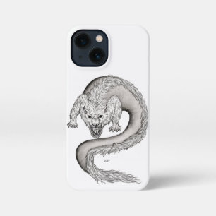 Wolfdragon zwart-wit ontwerp iPhone 13 mini hoesje
