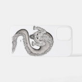 Wolfdragon zwart-wit ontwerp iPhone hoesje (Achterkant horizontaal)