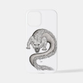 Wolfdragon zwart-wit ontwerp iPhone hoesje (Achterkant)