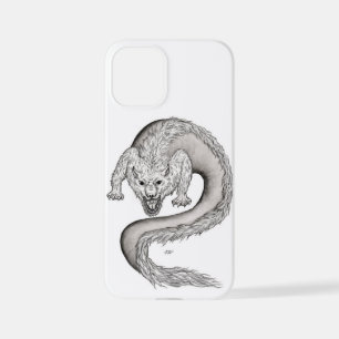 Wolfdragon zwart-wit ontwerp iPhone 12 mini hoesje