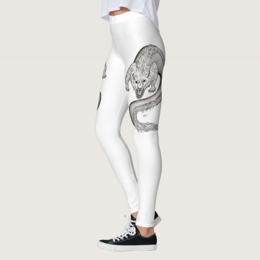 Wolfdragon zwart-wit ontwerp leggings (Links)