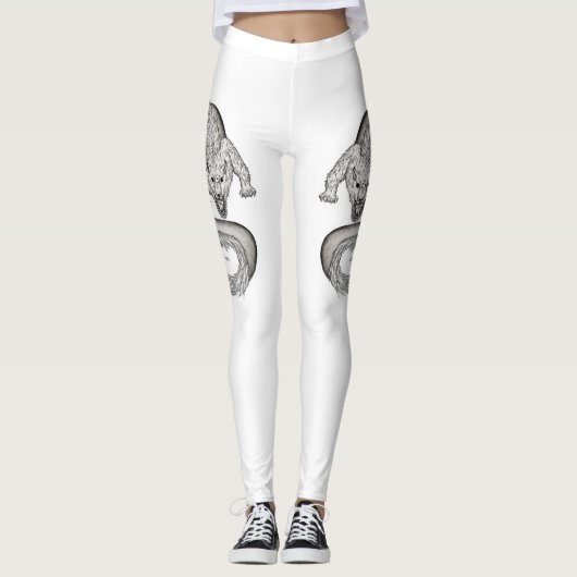 Wolfdragon zwart-wit ontwerp leggings (Voorkant)