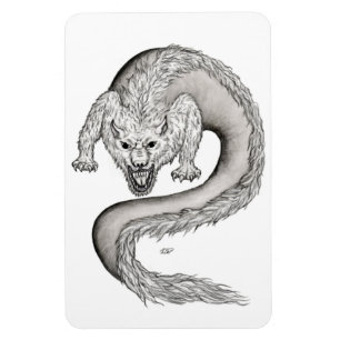 Wolfdragon zwart-wit ontwerp magneet