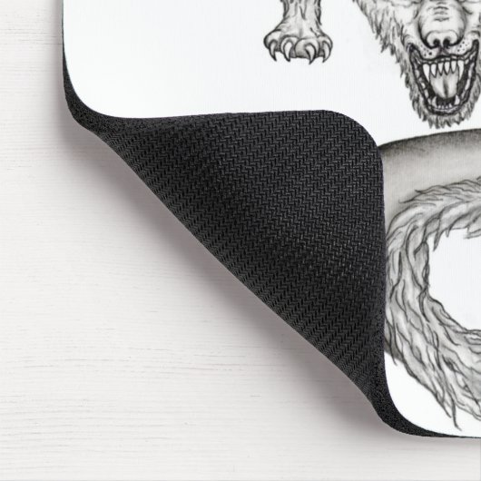 Wolfdragon zwart-wit ontwerp muismat (Hoek)