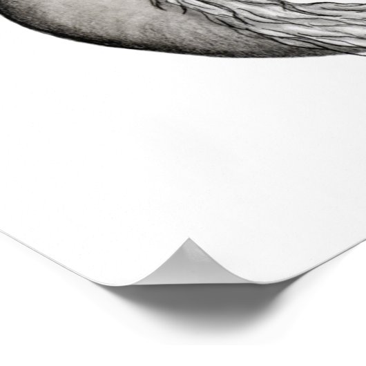 Wolfdragon zwart-wit ontwerp poster (Hoek)