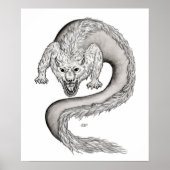 Wolfdragon zwart-wit ontwerp poster (Voorkant)