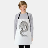 Wolfdragon zwart-wit ontwerp schort (Gedragen)