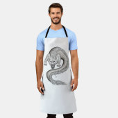 Wolfdragon zwart-wit ontwerp schort (Gedragen)