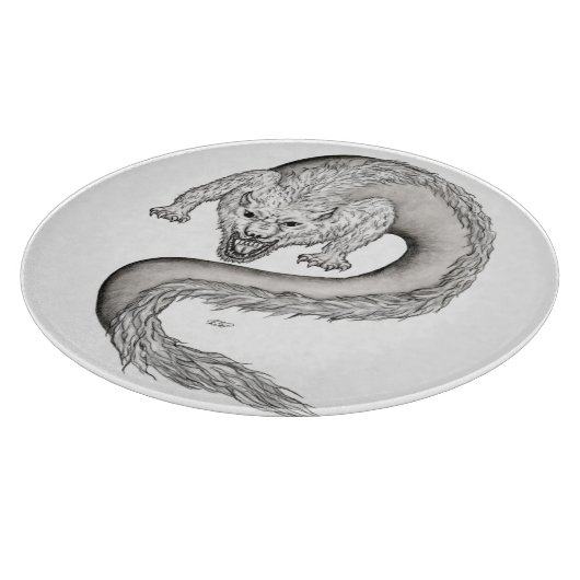 Wolfdragon zwart-wit ontwerp snijplank (Hoek)