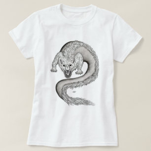 Wolfdragon zwart-wit ontwerp t-shirt
