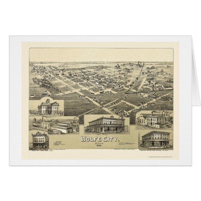 Wolfe City, TX Panoramic Map - 1891 (Voorkant Horizontaal)