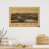 Wolfeboro New Hampshire 1889 Antiek Panorama Poster (Keuken)