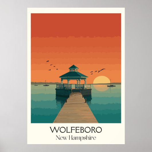 Wolfeboro New Hampshire meer zonsondergang Poster (Voorkant)