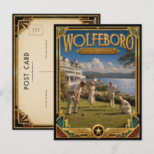Wolfeboro New Hampshire Vintage Art Deco Gouden Briefkaart