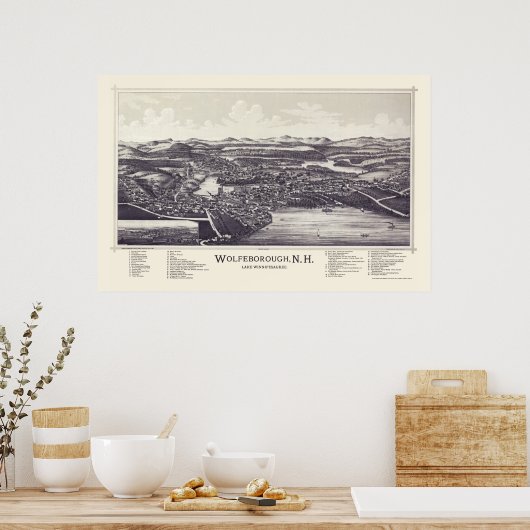 Wolfeborough, NH (Wolfeboro) Panorama Map - 1889 Poster (Keuken)