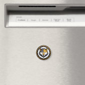 Wolfembleemlogo met gouden cirkel magneet (Insitu (Vaatwasser))