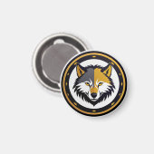 Wolfembleemlogo met gouden cirkel magneet (Voorkant / Achterkant)