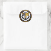 Wolfembleemlogo met gouden cirkel ronde sticker (Tas)