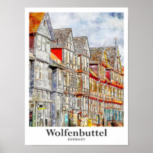 Wolfenbuttel Duitsland Reizen Waterverf Hand getek Poster