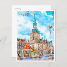 Wolfenbuttel Duitsland vintage reizen waterverf Briefkaart