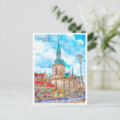 Wolfenbuttel Duitsland vintage reizen waterverf Briefkaart (Staand voorkant)