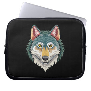 Wolfenkop van voren laptop sleeve