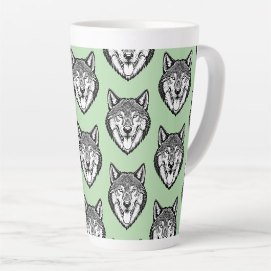 Wolfenkop van voren latte mok (Rechterhoek)