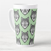 Wolfenkop van voren latte mok (Linkerhoek)