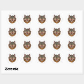 Wolfenkop van voren ronde sticker (Vel)