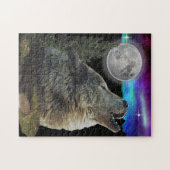 Wolfes huilen bij de maan legpuzzel (Horizontaal)