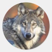 Wolffoto Ronde Sticker (Voorkant)